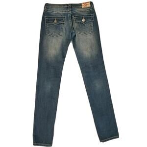 True Religion Julie Big T Women Skinny Stretch Medium Wash Jeans Size 26x34.5"
